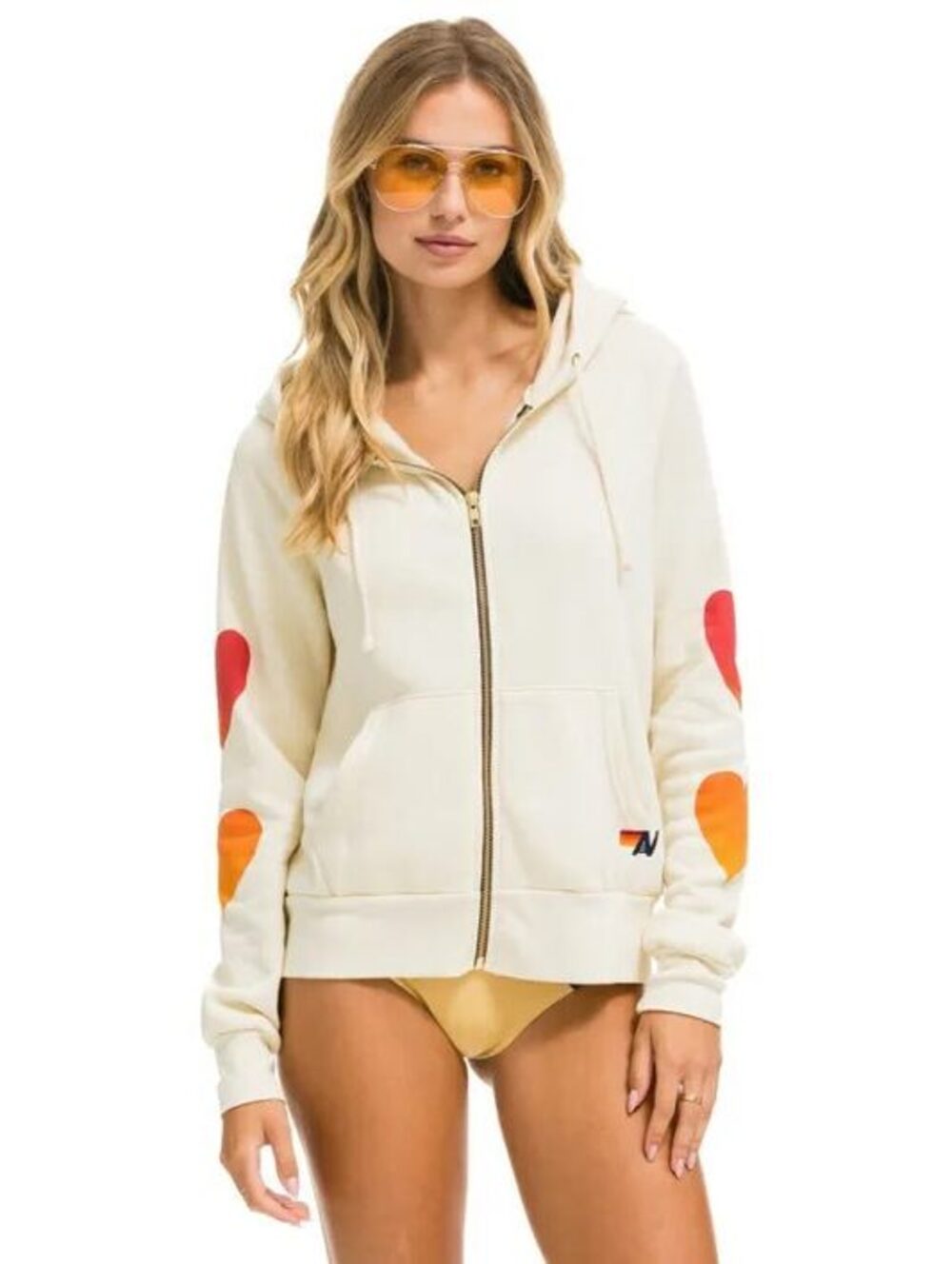 Aviator Nation Heart Fade Full Zip Hoodie Small